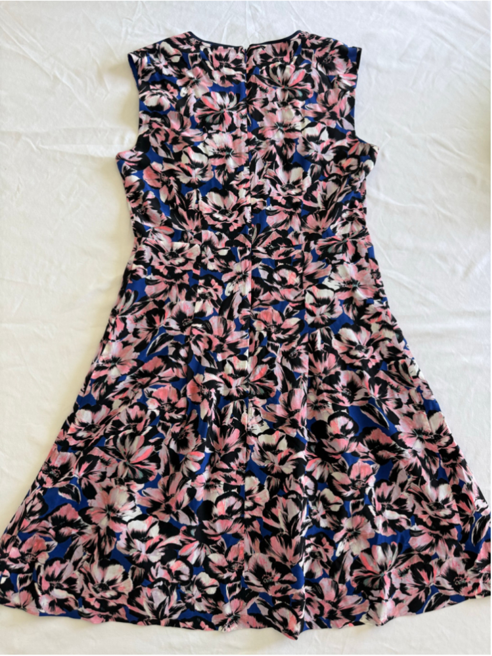 Women's J.Crew Silk Pleated Floral Dress Size 10 Blue Pink - Picture 9 of 9